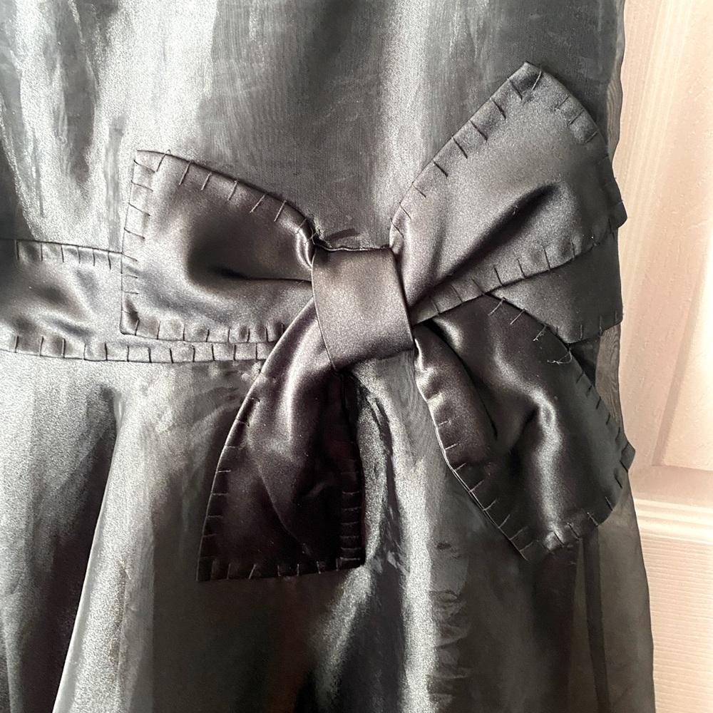 VINTAGE 90’s VICTOR COSTA Black Organza Tulle Bow Detail A-Line Maxi Skirt SZ S - Picture 3 of 8